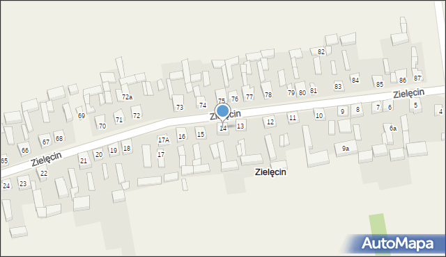 Zielęcin, Zielęcin, 14, mapa Zielęcin