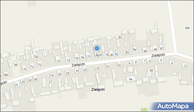 Zielęcin, Zielęcin, 78, mapa Zielęcin