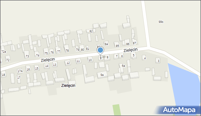 Zielęcin, Zielęcin, 9, mapa Zielęcin