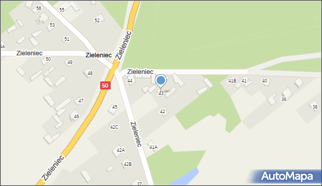 Zieleniec, Zieleniec, 43, mapa Zieleniec