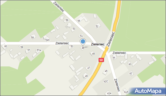 Zieleniec, Zieleniec, 49, mapa Zieleniec