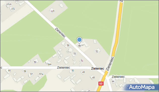 Zieleniec, Zieleniec, 55, mapa Zieleniec