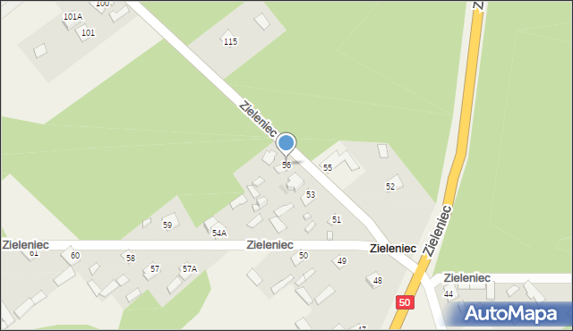 Zieleniec, Zieleniec, 56, mapa Zieleniec