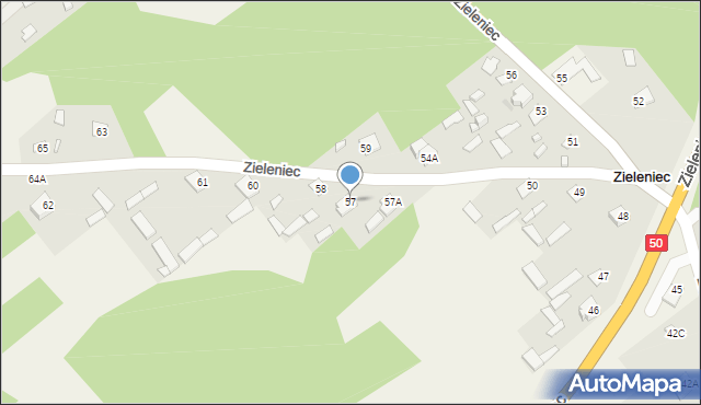 Zieleniec, Zieleniec, 57, mapa Zieleniec