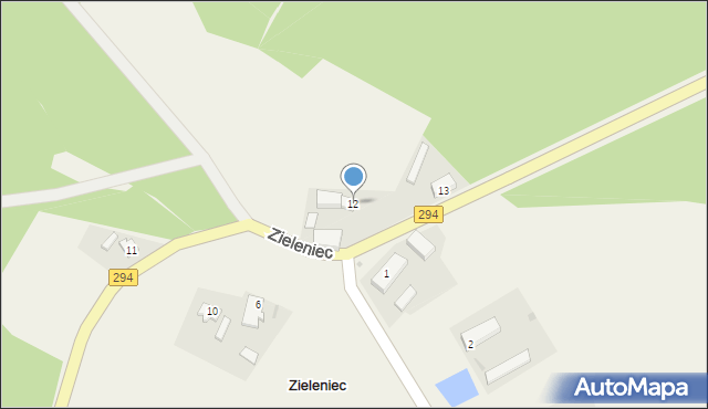 Zieleniec, Zieleniec, 12, mapa Zieleniec