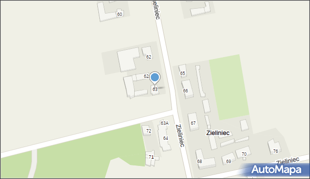 Zieliniec, Zieliniec, 63, mapa Zieliniec