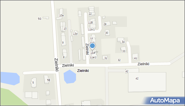 Zielniki, Zielniki, 11A, mapa Zielniki