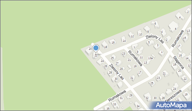 Zielona Góra, Zielony Las, 22, mapa Zielona Góra