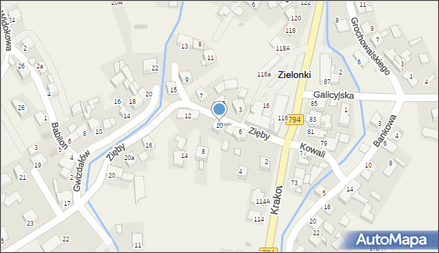 Zielonki, Zięby Adama, ks., 10, mapa Zielonki