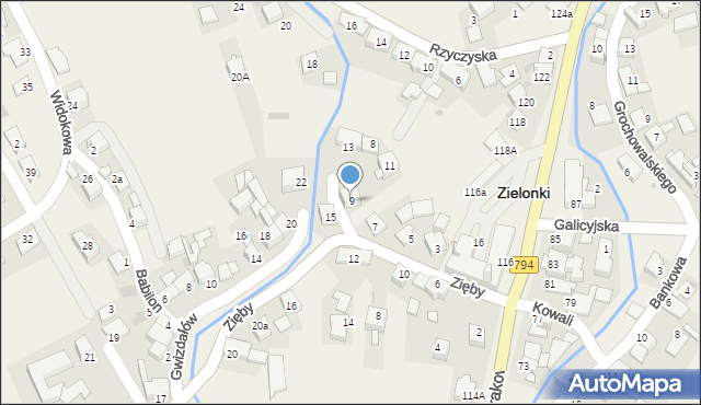 Zielonki, Zięby Adama, ks., 9, mapa Zielonki