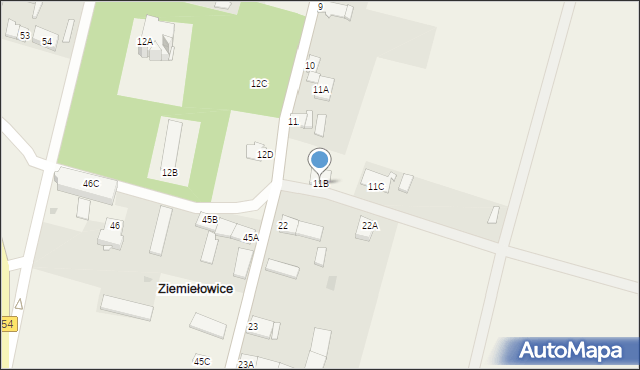 Ziemiełowice, Ziemiełowice, 11B, mapa Ziemiełowice