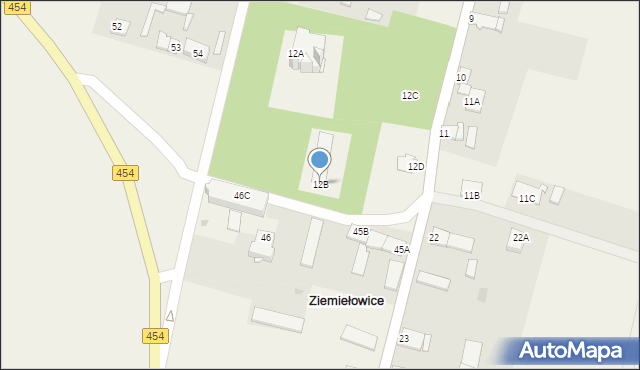 Ziemiełowice, Ziemiełowice, 12B, mapa Ziemiełowice