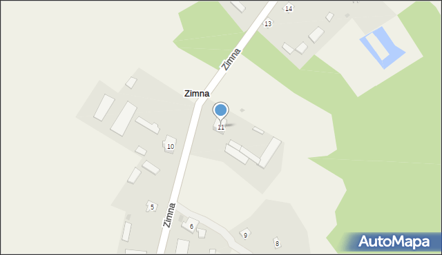 Zimna, Zimna, 11, mapa Zimna