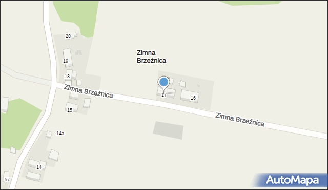 Zimna Brzeźnica, Zimna Brzeźnica, 17, mapa Zimna Brzeźnica