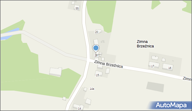 Zimna Brzeźnica, Zimna Brzeźnica, 18, mapa Zimna Brzeźnica