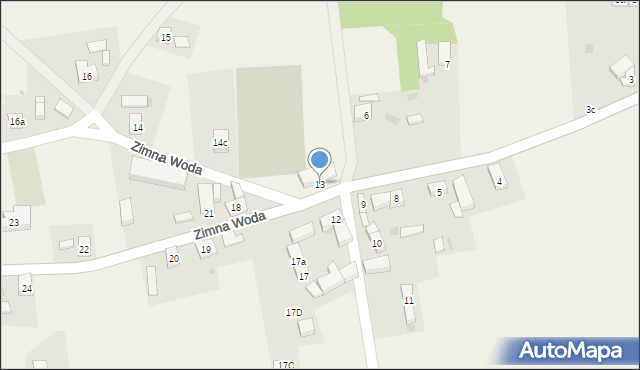 Zimna Woda, Zimna Woda, 13, mapa Zimna Woda