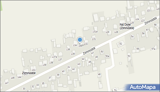 Zimnodół, Zimnodół, 133, mapa Zimnodół