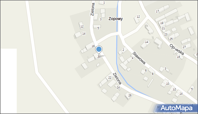 Zopowy, Zielona, 20, mapa Zopowy