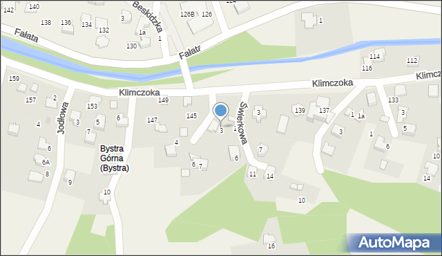 Bystra, Zjazdowa, 3, mapa Bystra