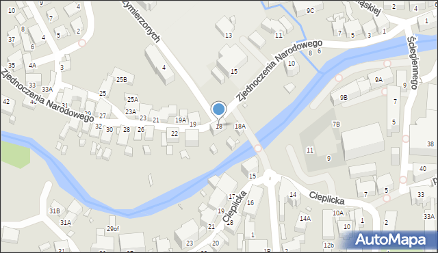 Jelenia Góra, Zjednoczenia Narodowego, 18, mapa Jelenia Góra