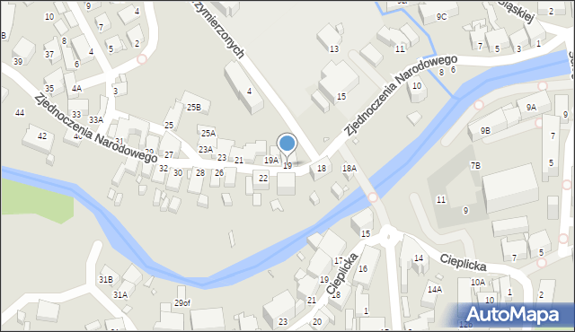 Jelenia Góra, Zjednoczenia Narodowego, 19, mapa Jelenia Góra