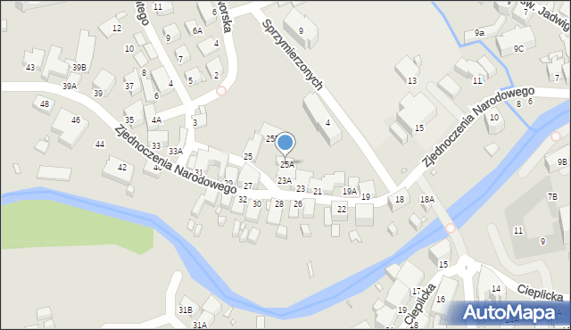 Jelenia Góra, Zjednoczenia Narodowego, 25A, mapa Jelenia Góra