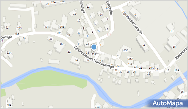 Jelenia Góra, Zjednoczenia Narodowego, 33A, mapa Jelenia Góra