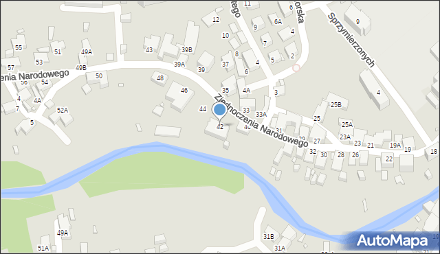 Jelenia Góra, Zjednoczenia Narodowego, 42, mapa Jelenia Góra