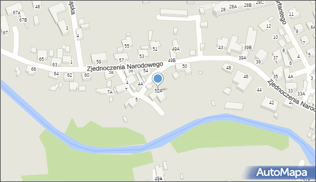 Jelenia Góra, Zjednoczenia Narodowego, 52A, mapa Jelenia Góra