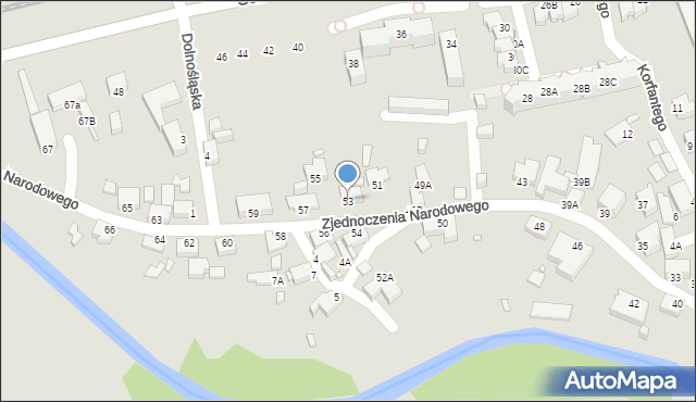 Jelenia Góra, Zjednoczenia Narodowego, 53, mapa Jelenia Góra