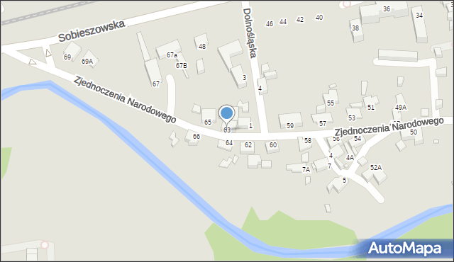 Jelenia Góra, Zjednoczenia Narodowego, 63, mapa Jelenia Góra