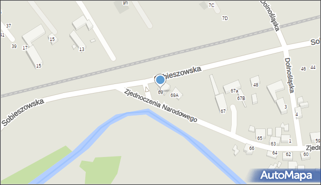 Jelenia Góra, Zjednoczenia Narodowego, 69, mapa Jelenia Góra