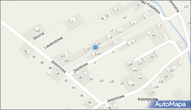 Kocmyrzów, Zjazdowa, 3, mapa Kocmyrzów