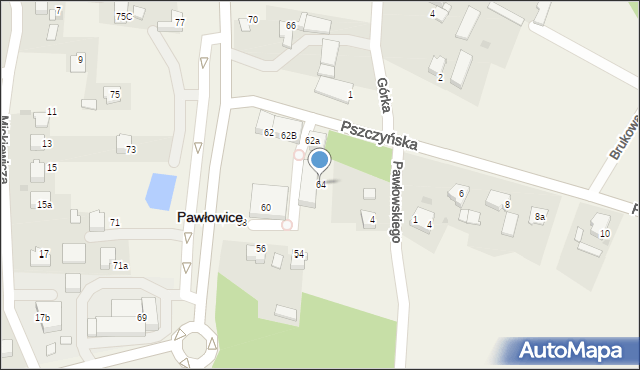 Pawłowice, Zjednoczenia, 64, mapa Pawłowice