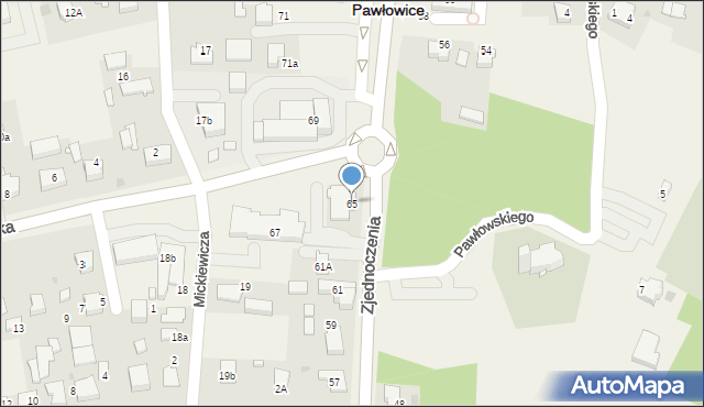 Pawłowice, Zjednoczenia, 65, mapa Pawłowice