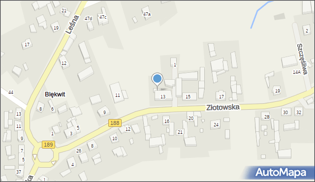 Blękwit, Złotowska, 13a, mapa Blękwit