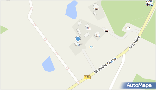 Brodnica Górna, Złota Góra, 213, mapa Brodnica Górna