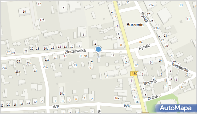 Burzenin, Złoczewska, 3, mapa Burzenin