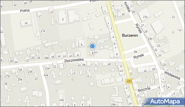 Burzenin, Złoczewska, 4, mapa Burzenin