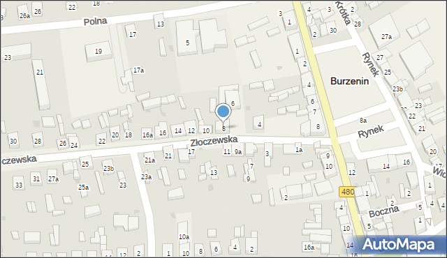 Burzenin, Złoczewska, 8, mapa Burzenin