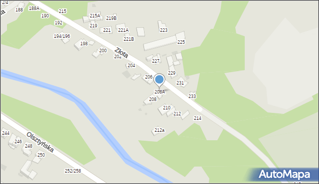 Częstochowa, Złota, 208A, mapa Częstochowy