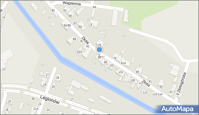 Częstochowa, Złota, 96, mapa Częstochowy