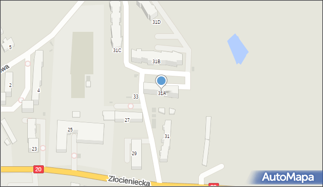 Drawsko Pomorskie, Złocieniecka, 31A, mapa Drawsko Pomorskie