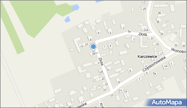 Karczewice, Złota, 14, mapa Karczewice