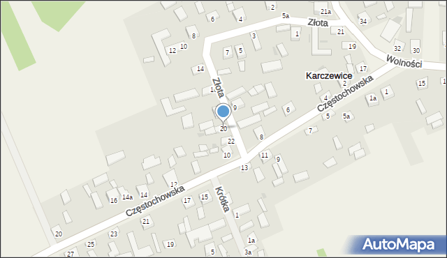 Karczewice, Złota, 20, mapa Karczewice