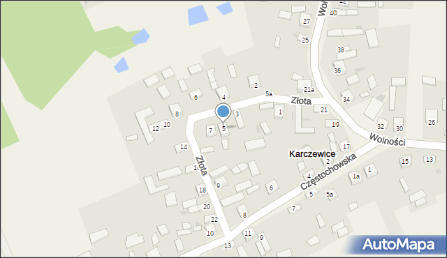 Karczewice, Złota, 5, mapa Karczewice