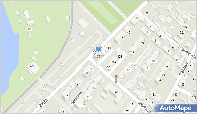 Katowice, Złota, 35, mapa Katowic