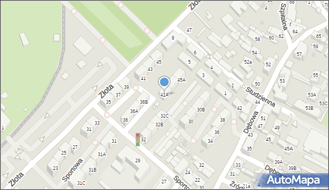 Katowice, Złota, 41A, mapa Katowic