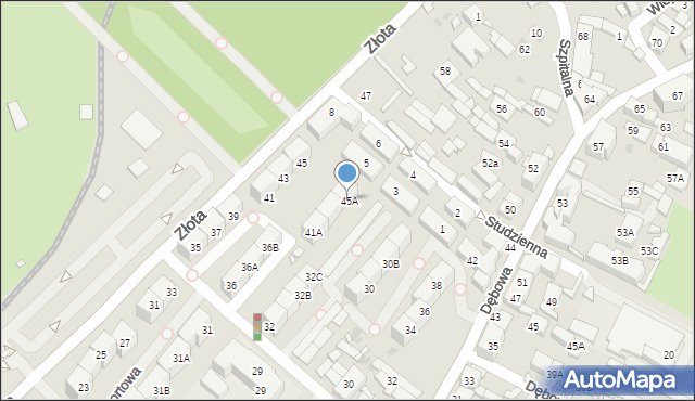 Katowice, Złota, 45A, mapa Katowic