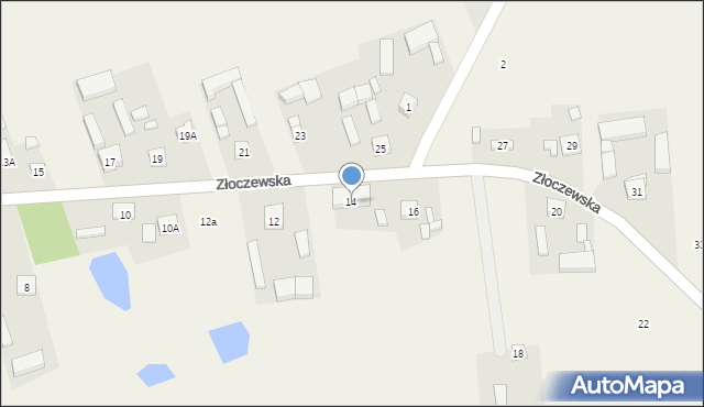 Klonowa, Złoczewska, 14, mapa Klonowa